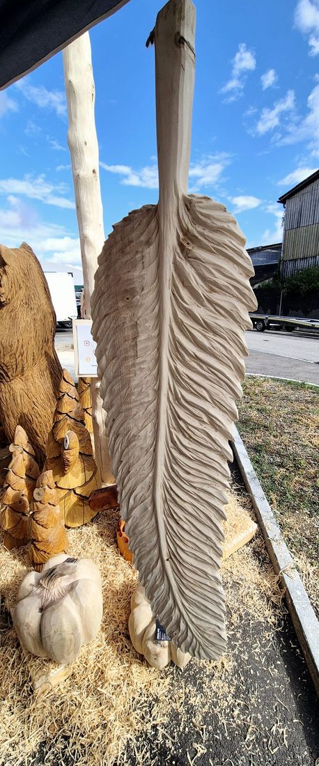 Lange Feder aus Holz