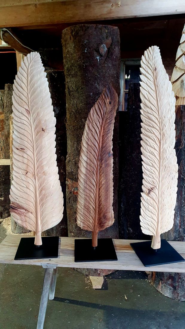 Federn natur und dunkel aus Holz