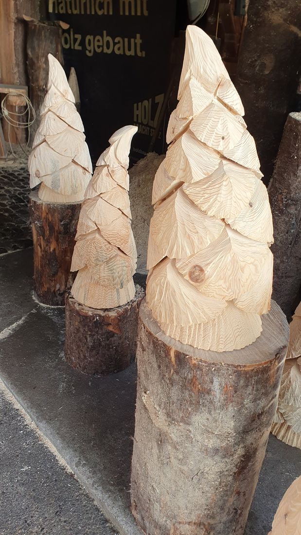 Tannen auf dem Stamm aus Holz