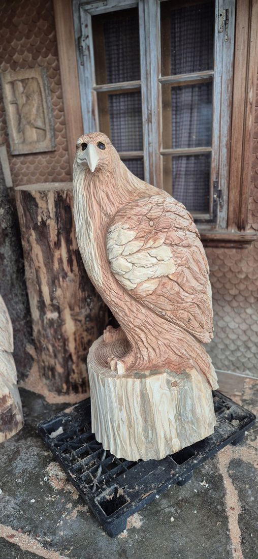 Adler auf Stamm aus Holz
