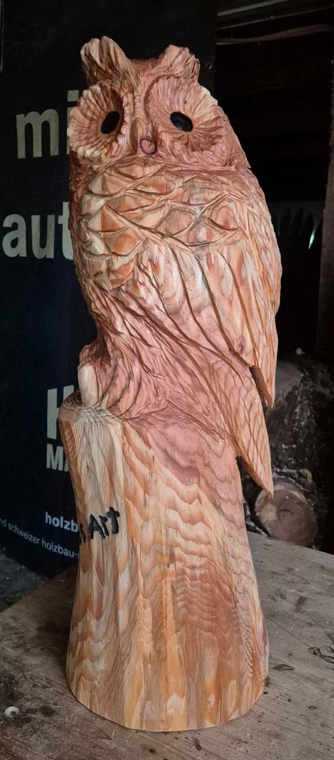Grosse Eule aus Holz
